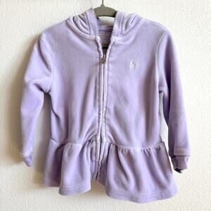 Ralph Lauren Purple Lilac Velour Zip Up Toddler Hoodie Girls 2T